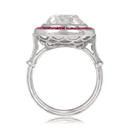8.29ct Antique Cushion Cut and Ruby Halo Ring - Sussex Ring