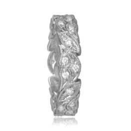 Floral Motif Platinum Diamond Wedding Band 11334 TSV