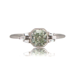Vintage Fancy Green Diamond Ring