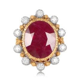Natural Ruby and Diamond Buccellati Ring Top View 11640