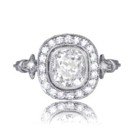 Cushion Cut Diamond with Halo Engagement Ring Top View 11749