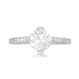 1 carat Diamond on Platinum Huntington Ring Top View 12199