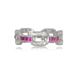 Calibrated Ruby and Diamond Art Deco Band - Meyrin Band 12347
