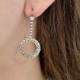 Floral Style Diamond Drop Earrings 1.08c TDW Worn Photo 12424 Worn