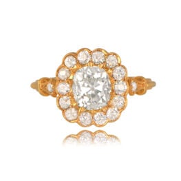 lively antique cushion cut diamond Springdale Ring Top View 12587