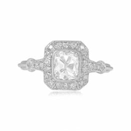 halo-style engagement ring centering antique cushion-cut diamond Marino Ring 12632