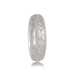 Platinum Hand Engraved Band 4mm - Kingspoint Band 12633 TSV