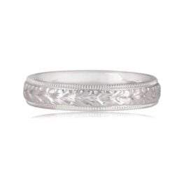 Platinum Art Deco Style Wedding Band - Kingspoint Band 12633 TV