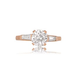 Antique Victorian Era Engagement Ring Old Pond Ring Top View 12690