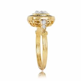 18k Yellow Gold with a center 1.36ct Diamond and sapphire halo Spruce Ring 12771