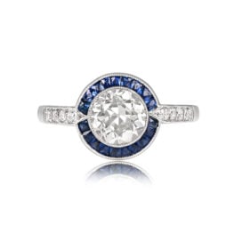 Diamond and Sapphire Halo Engagement Ring - Perth Ring 12966