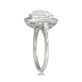 4.09 Carat Asscher-cut Diamond and Sapphire Halo Ring Haddon Ring