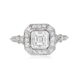 0.84ct Asscher Cut Diamond Halo Ring - Bolton Ring 13035 TV