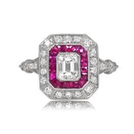 0.52 Diamond Engagement Ring with Diamond and Ruby Halo 13046 TV