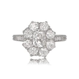 Delicate Cluster Engagement Ring Platinum Ring Rhode Ring 13056