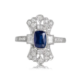 Ornate 1.15ct Sapphire Platinum Ring and Diamonds 13276 TV