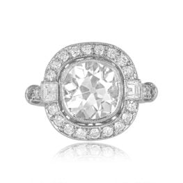 Platinum and Cushion Cut Ring Diamond Belem Ring Top View 13286
