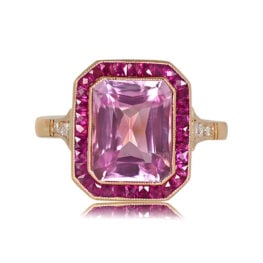 3.48ct Kunzite and Ruby Halo Engagement Ring 13317 TV