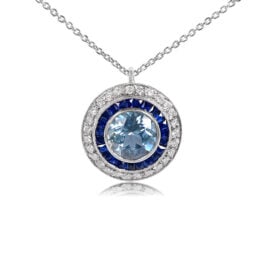 pendant featuring round 1.65 carat aquamarine Necklace Artistic Picture 13324