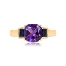 Amethyst and Sapphire 18k Yellow Gold Ring - Montana Ring 13409 TV