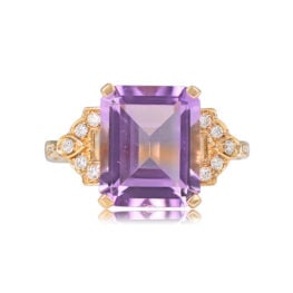 Amethyst and Yellow Gold Engagement Ring - Lucille Ring