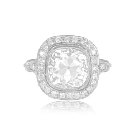 4.60ct Antique Cushion Cut Diamond Ring Estate Halo Ring 13423 Top View