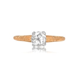 antique diamond solitaire ring Platinum on 14k Yellow Gold Ring - Hayne Ring
