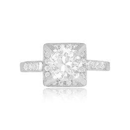 French Diamond and Diamond Halo Ring Mentz Ring Top View