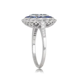 Aquamarine and Sapphire Halo Gemstone Ring Easton Ring 13466