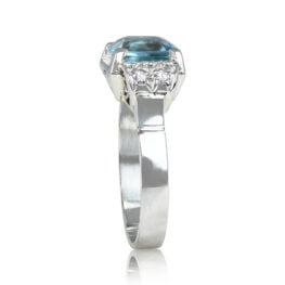 Platinum Diamond Aquamarine Retro Era Ring Circa 1930 13489-TSV