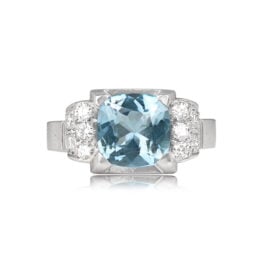 Aquamarine and Diamond French Ring Quebec Ring Top View