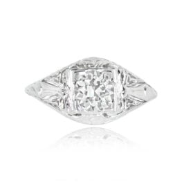 Vintage 18k White Gold 0.71ct Old European Cut Diamond Engagement Ring 13519-TV-1000PX