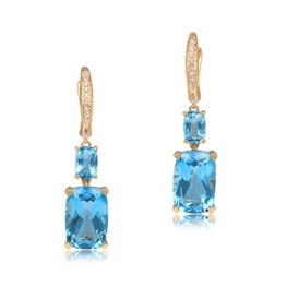 Blue Topaz Drop Earrings Yellow Gold - Avonlea Earrings 13576