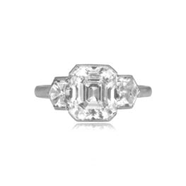 3.14ct GIA Certified Emerald Cut Diamond with diamond accents Deansgate Ring 13601
