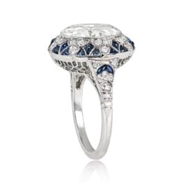 5.05ct Diamond Center Stone Sapphire Halo Ring - Shaftsbury Ring 13645 TSV