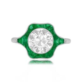 2.06ct Old European Diamond Emerald Ring - Calca Ring 13692 Top View