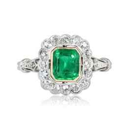 1.15ct Natural Emerald And Diamond Cluster Gemstone Ring 13713-Top View-1000PX
