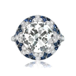Diamond Sapphire Geometric Starburst Halo Ring - Shaftsbury Ring 13719 TV