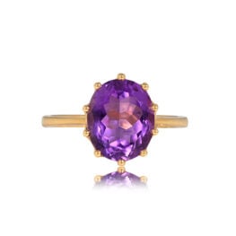 3.38ct Natural Amethyst Gemstone Ring Aurora Ring 13721_TV