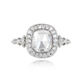 Oval Rose Cut Diamond Halo Ring - Finchley Ring 13757 Top View