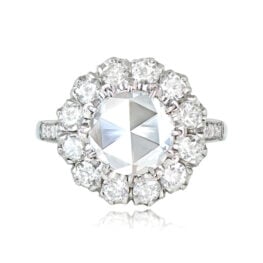 1.22ct Rose Cut Center Diamond Floral Cluster Diamond Halo Ring 13759-TV-1000PX