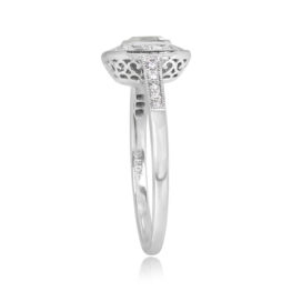 Platinum Mounting Asscher Cut Diamond And Baguette Halo Engagement Ring 13788-TSV-1000