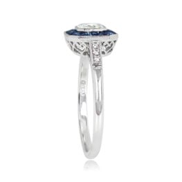 Platinum Open Work Under Gallery Asscher Cut And Sapphire Halo Engagement Ring 13792-TSV-1000