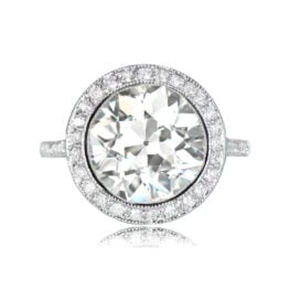 4.37ct Old European Cut Diamond Halo Ring - Shoreham Ring 13813 TV