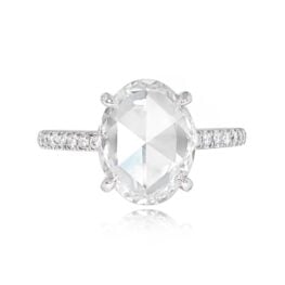 Oval Rose Cut Diamond Micropave Engagement Ring - Bel Air Ring 13870 TV