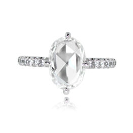 Oval Rose Cut Diamond Solitaire Ring Bridgewater Ring 13880 Top View