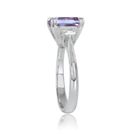 Platinum Mounting Three Stone Diamond And Kunzite Ring 2.14 Carats 13885-TSV-1000PX
