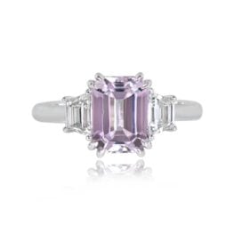 Kunzite And Diamond Platinum Mounting Kunzite Ring Top View 13885-TV-1000PX