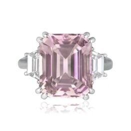 Prong Set Emerald Cut Natural Kunzite Gemstone Ring 13887-TV