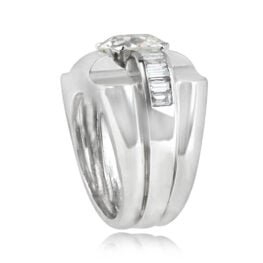 French Retro Diamond Platinum Engagement Ring - Emerson Ring 13890 TSV